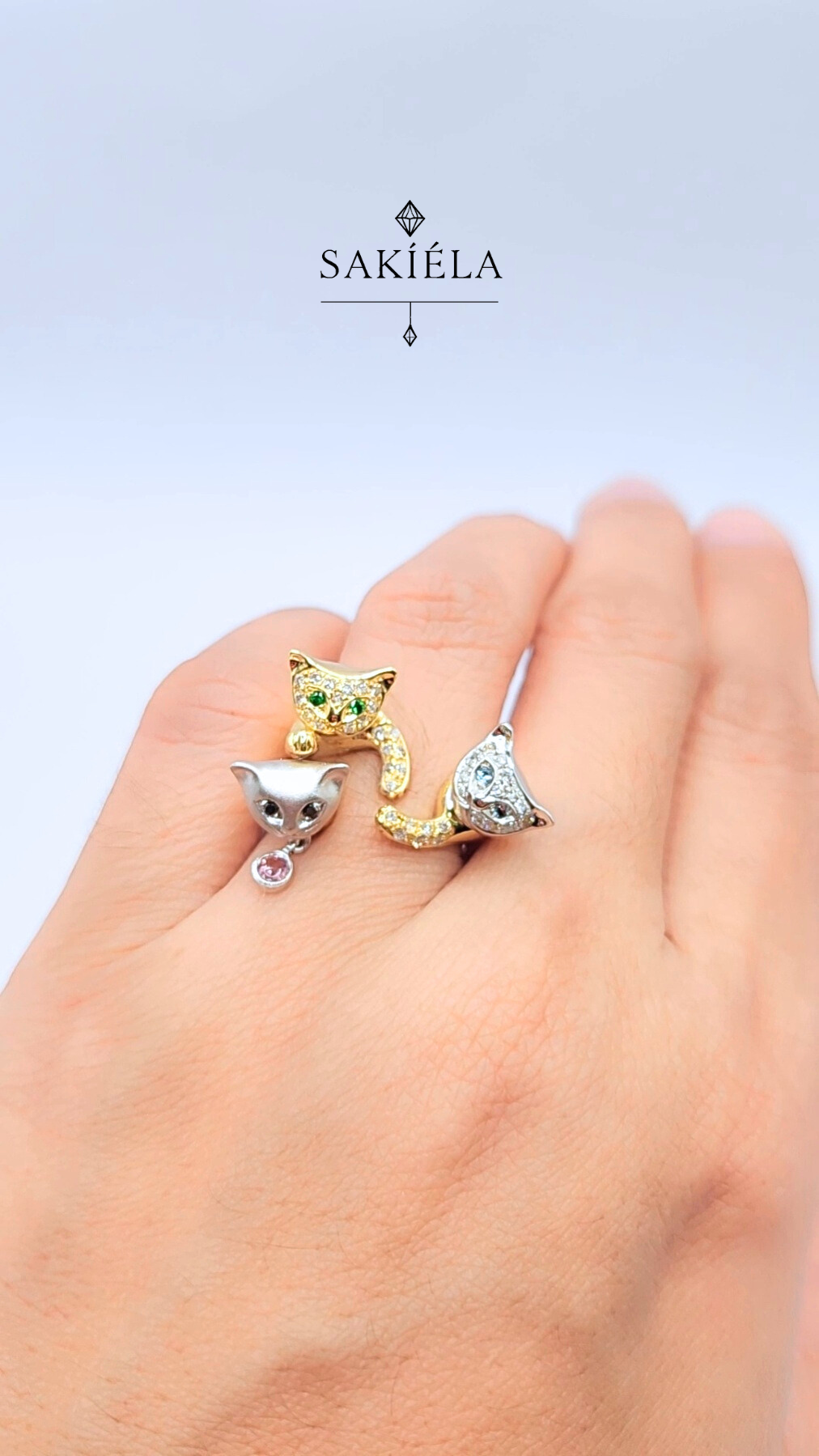 Three Cats Diamond Ring