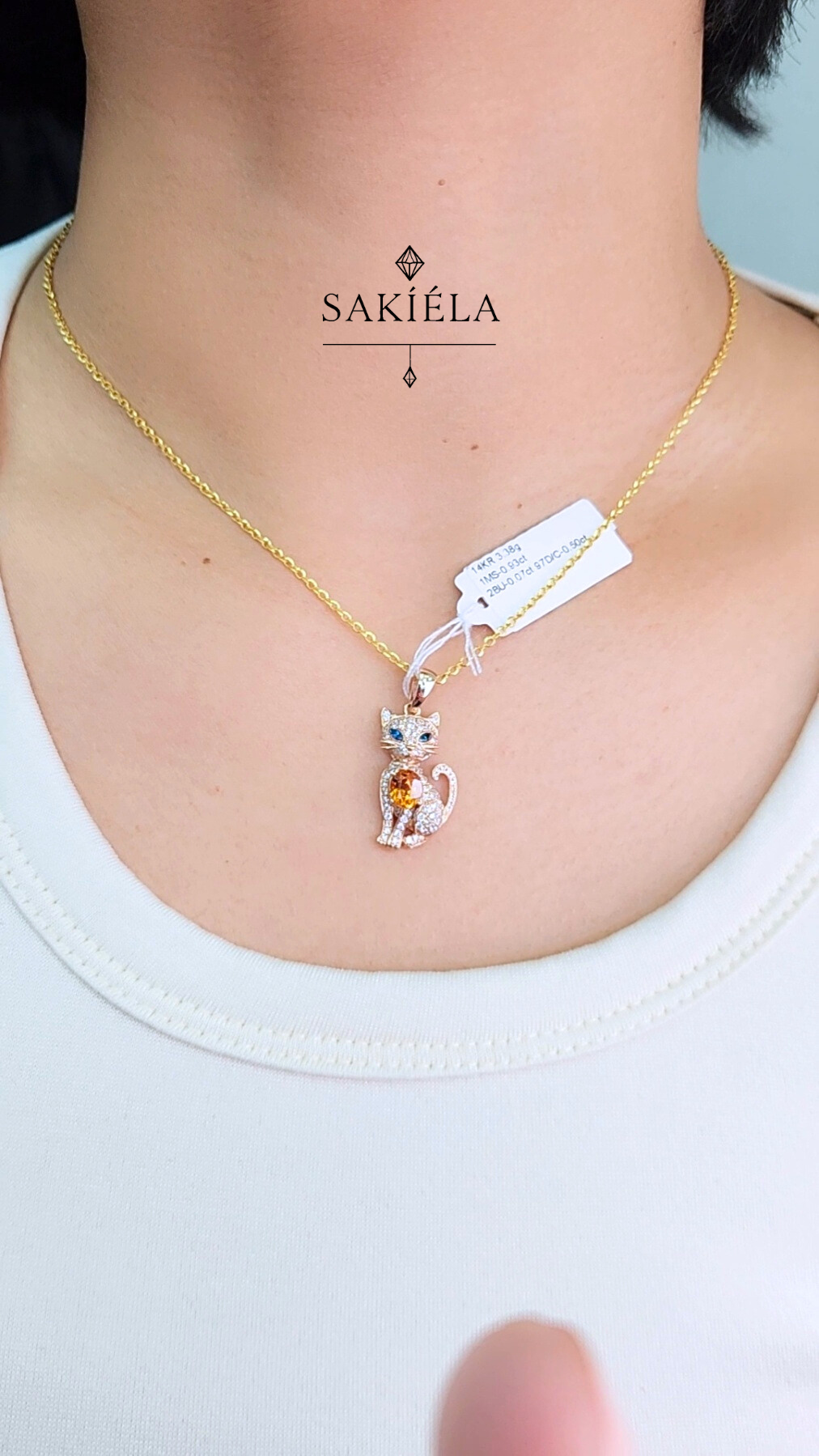 Diamond Cat Pendant