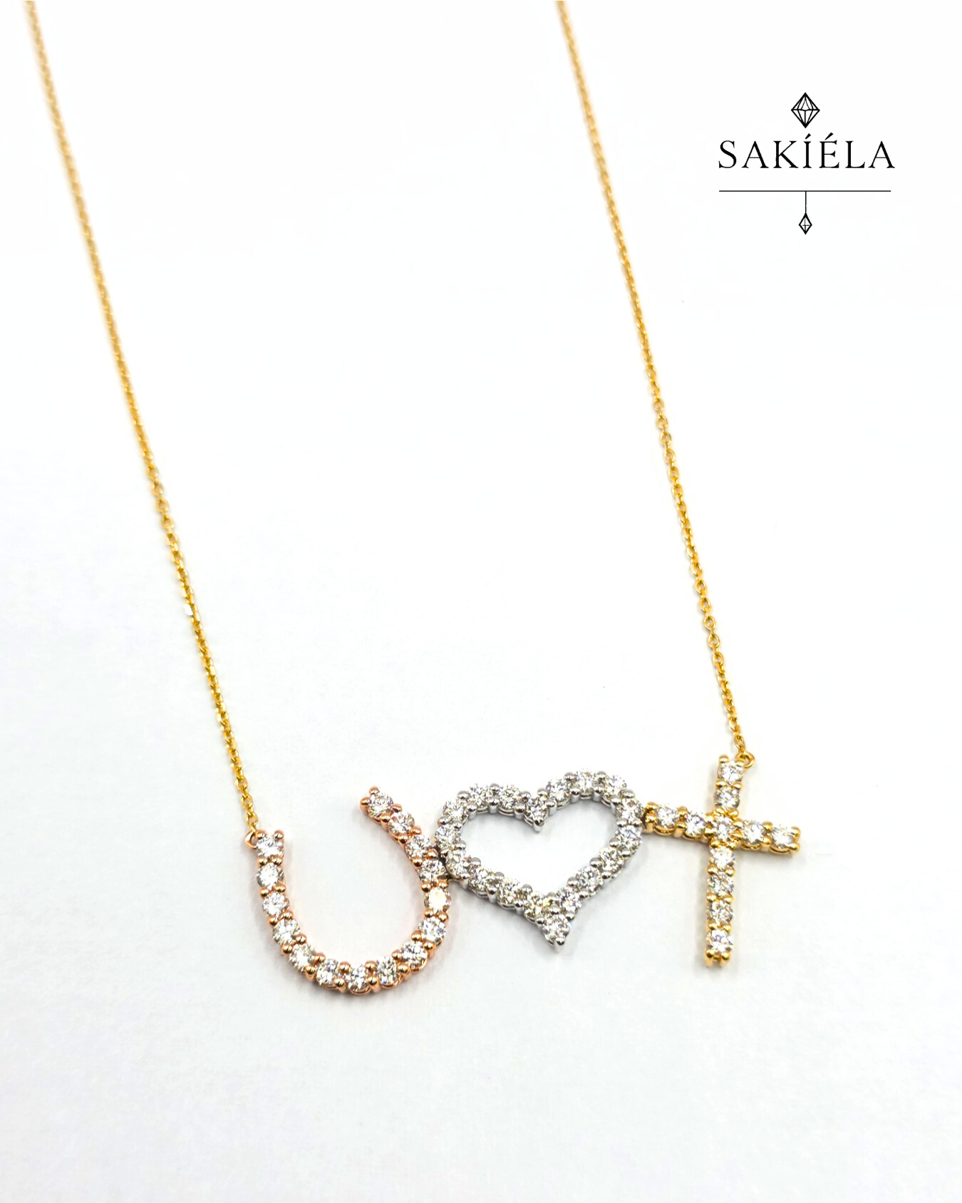 Tri-Symbol Pendant Necklace (Tri-colored)