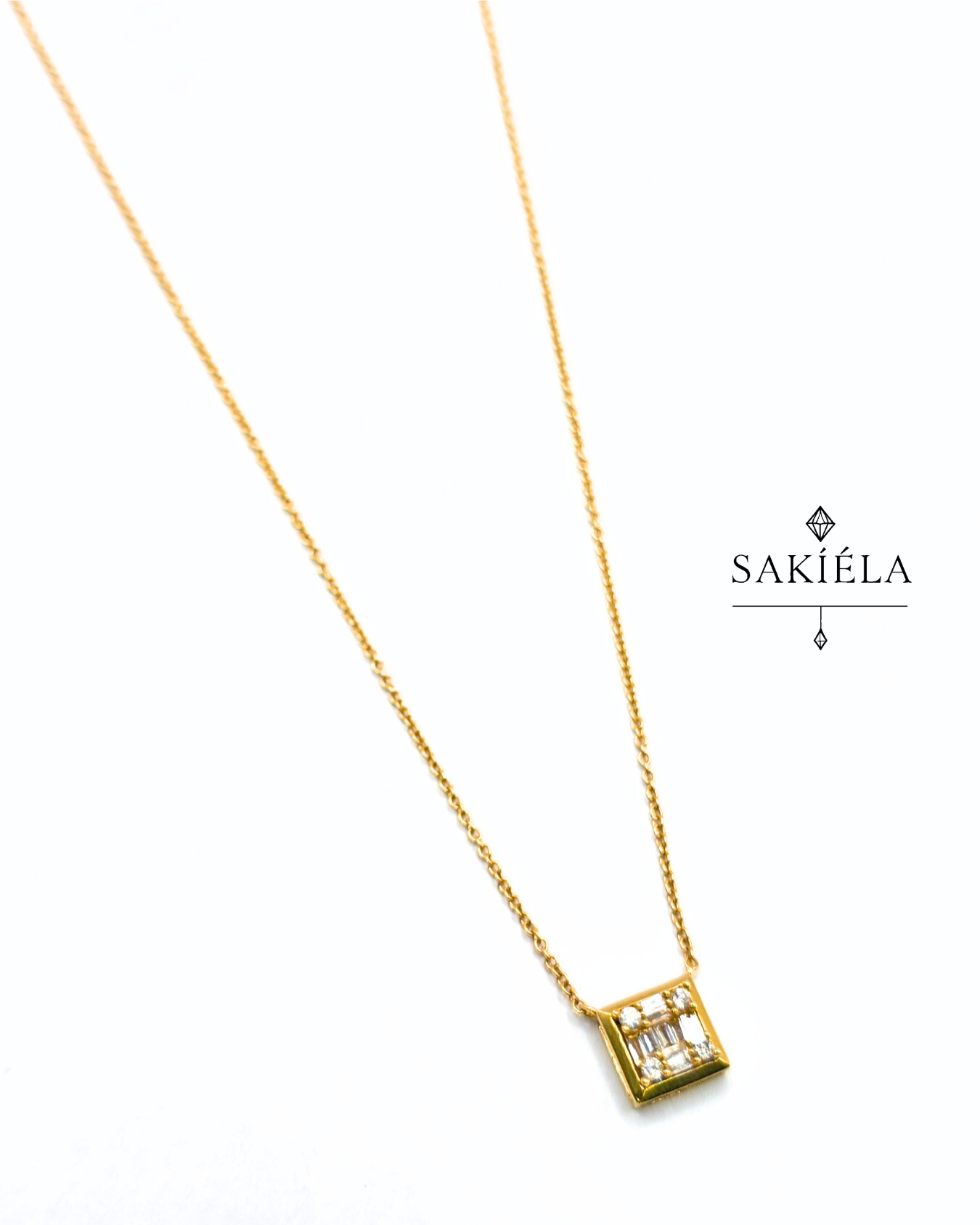 Square Pendant Necklace - 0.12cts