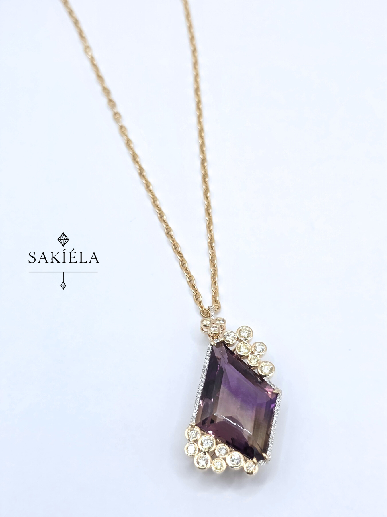 Diamond Amethyst Pendant Necklace