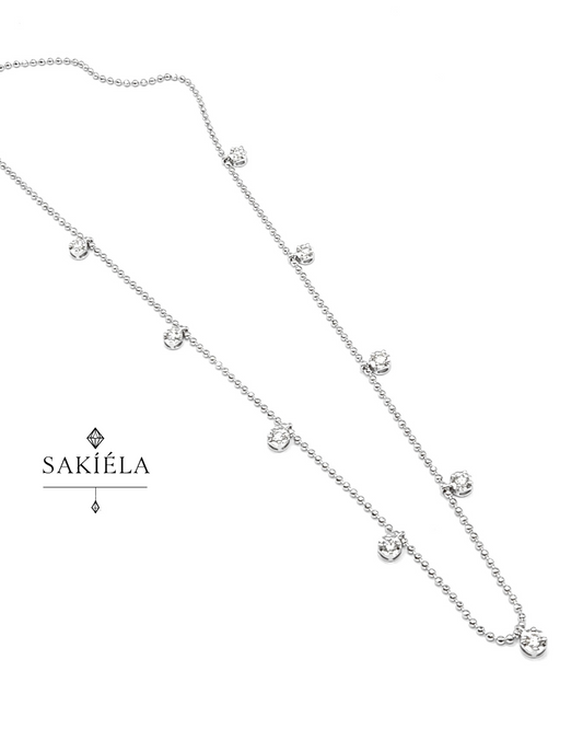 Nine Stones Necklace (White Gold)