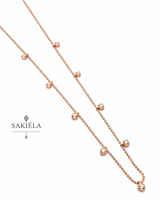 Nine Stones Necklace (Rose Gold)