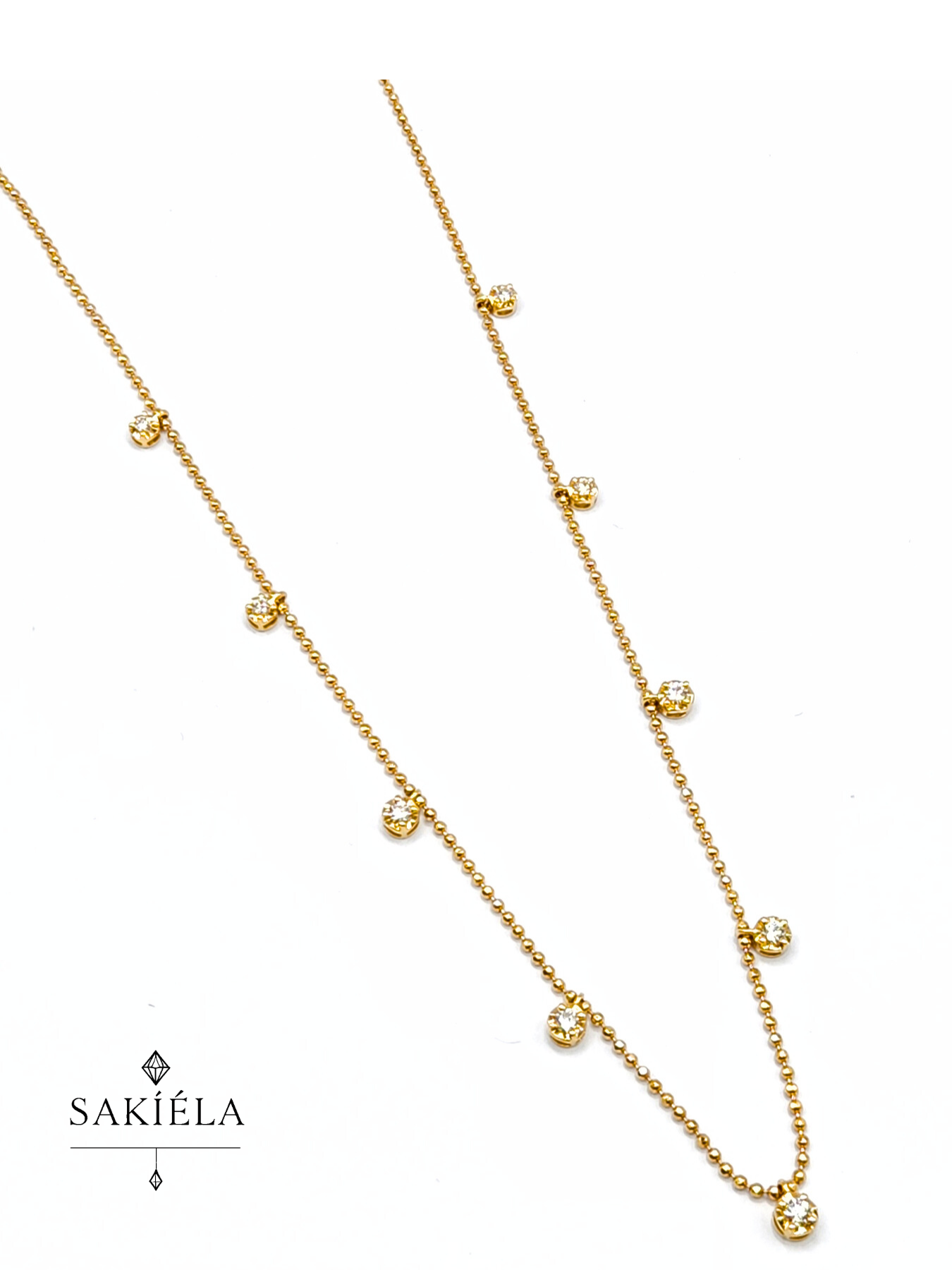 Nine Stones Necklace (Yellow Gold)