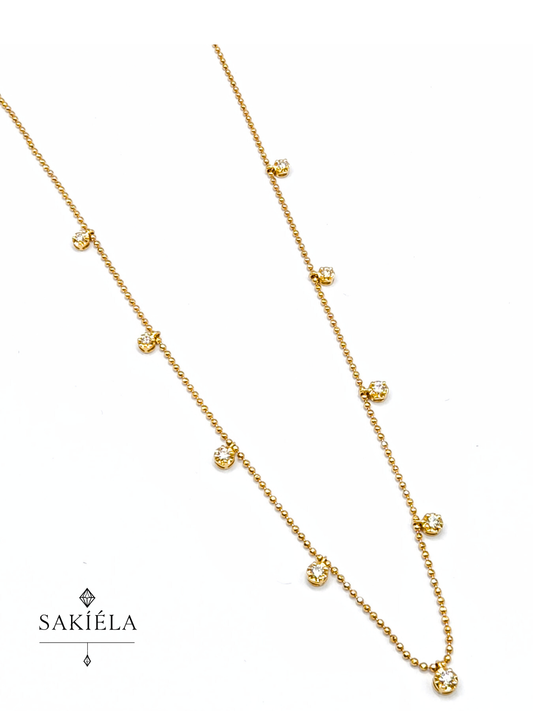 Nine Stones Necklace (Yellow Gold)