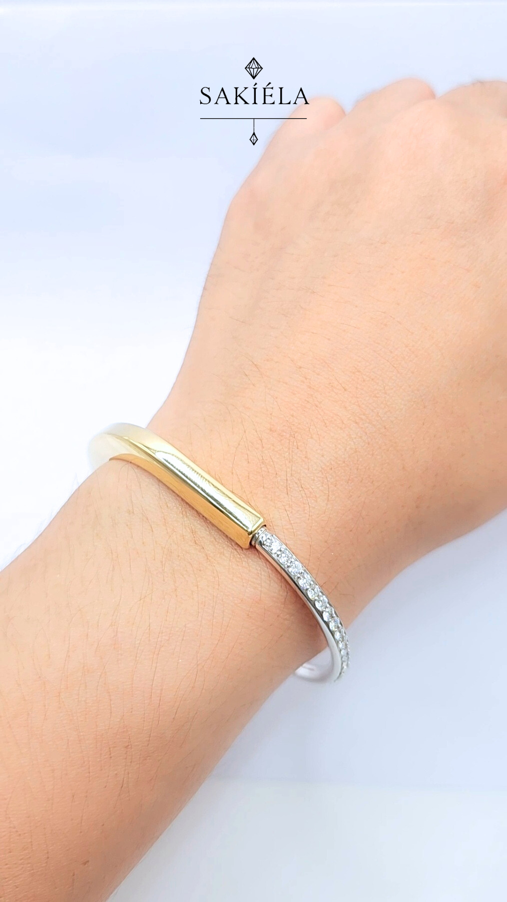 Diamond Half Pavé Tiffany Lock Bangle