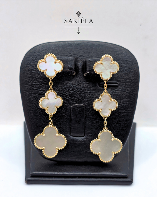 Van Cleef & Arpels' Alhambra 3 Motif Earrings (Mother-of-pearl)