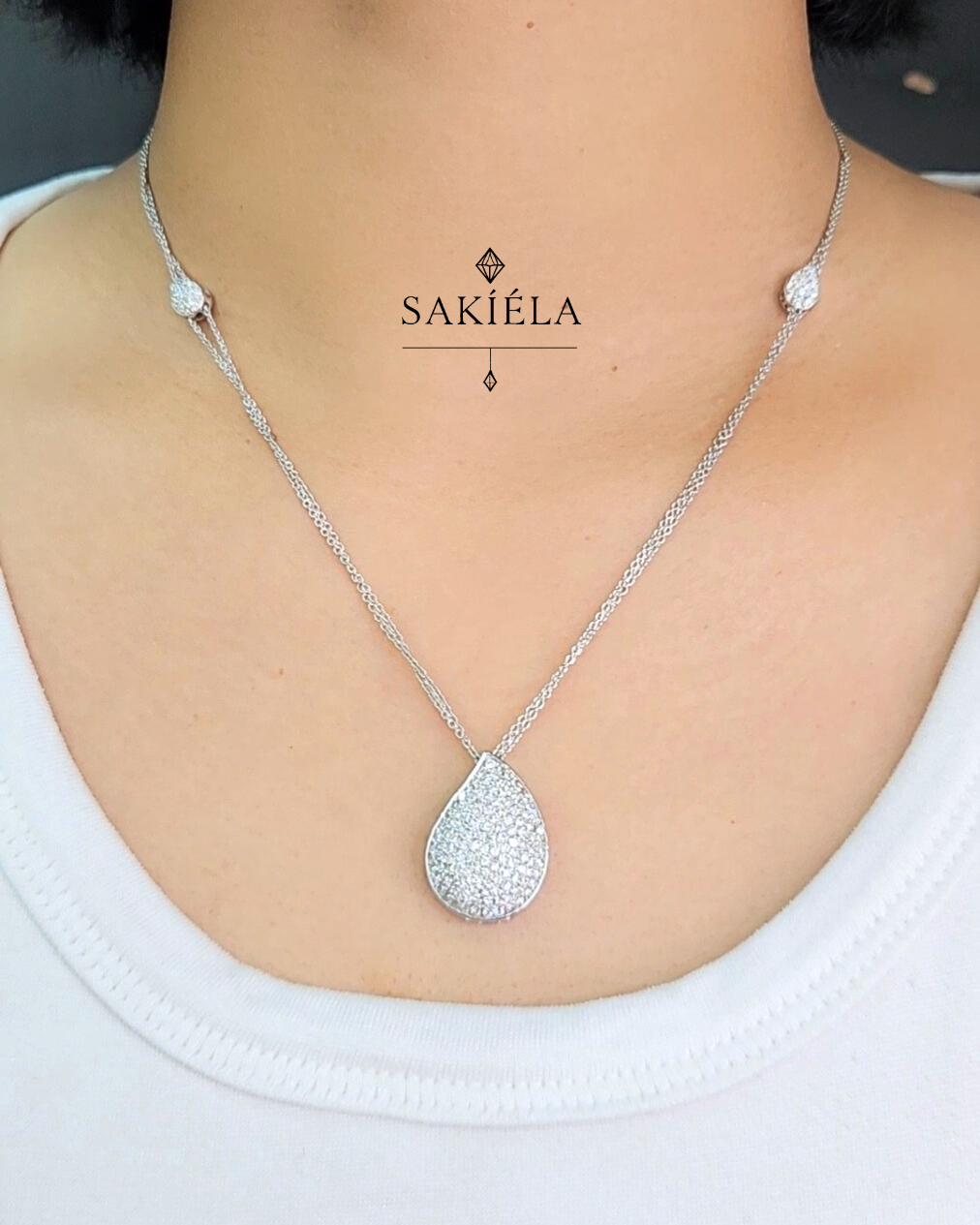 Teardrop Pendant Necklace - 2cts