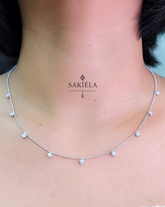 Nine Stones Necklace (White Gold)