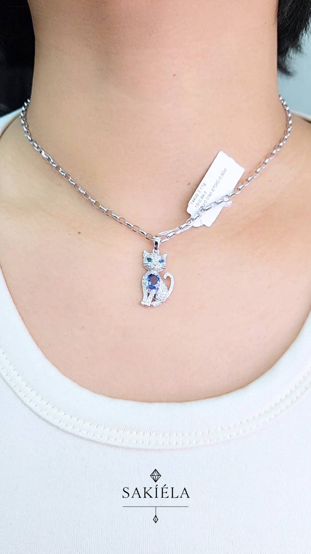 Diamond Cat Pendant