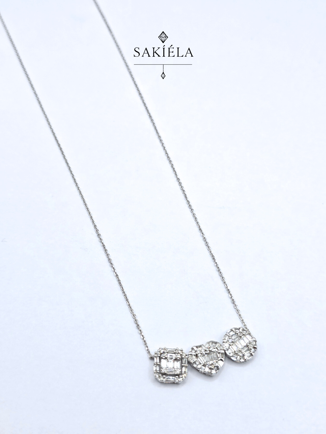 Diamond Three Shaped Pendant Necklace