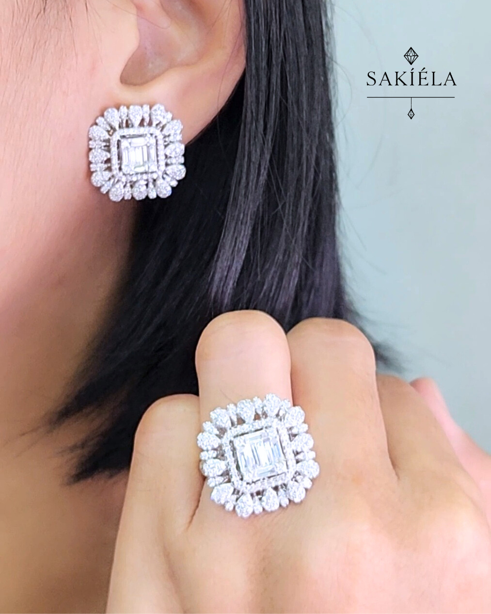 Diamond Ring & Earrings Set 75