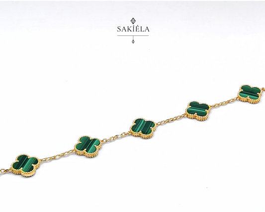 Van Cleef & Arpels' Alhambra 5 Motif Bracelet (Malachite)