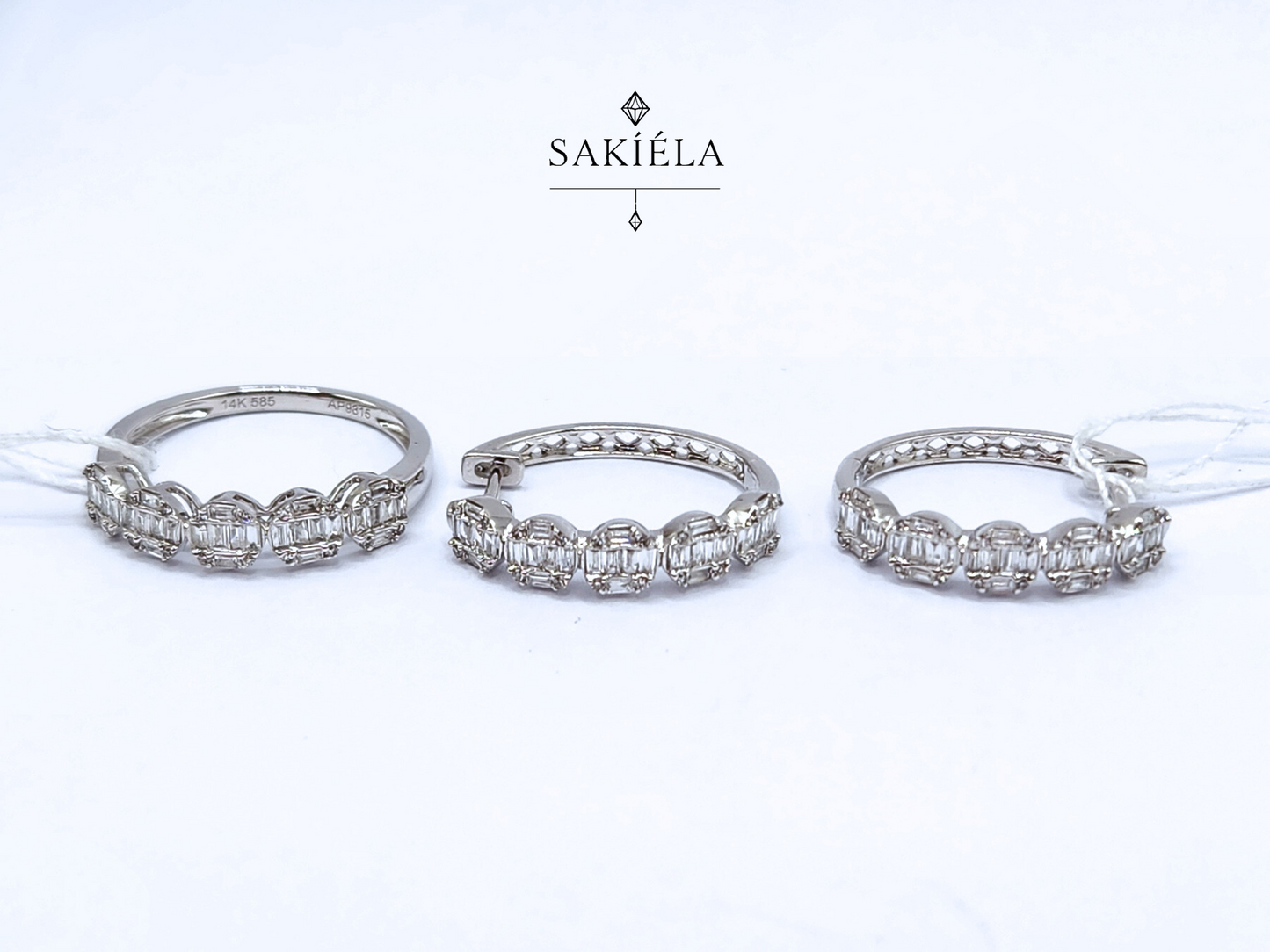 Diamond Tennis Ring and Earring