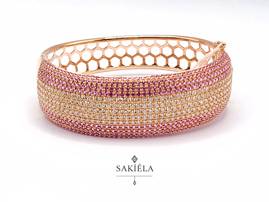 Pink Gem Bangle (Rose Gold)