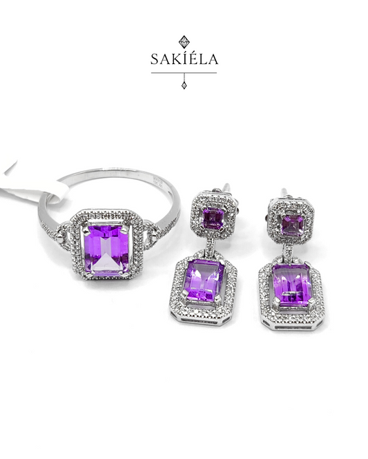 Amethyst Diamond Set