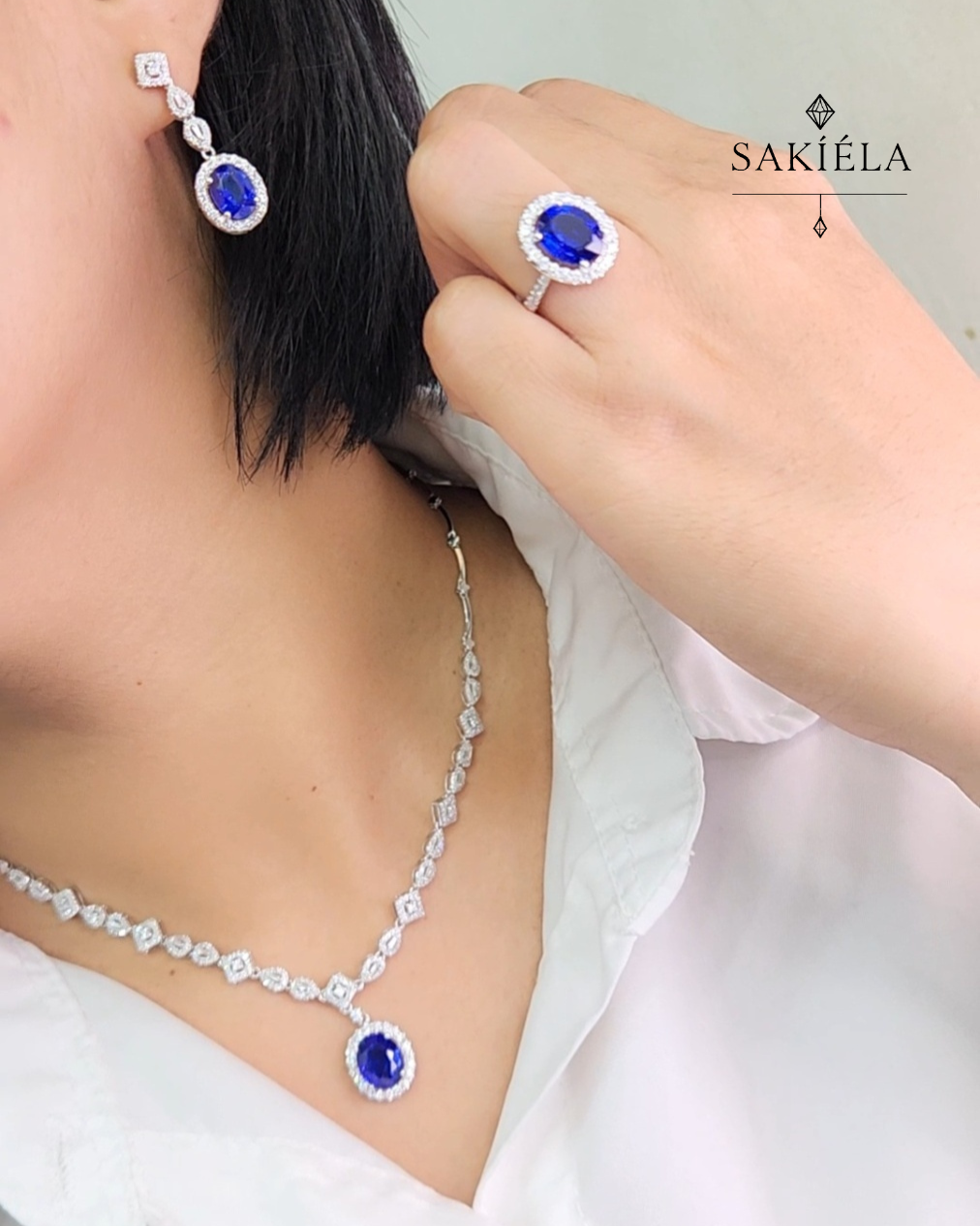 Diamond & Blue Gemstone Set 2