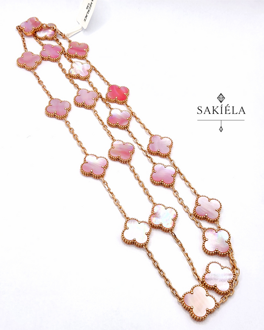 Van Cleef & Arpels' Alhambra 20 Motif Necklace (Pink Mother-of-Pearl)