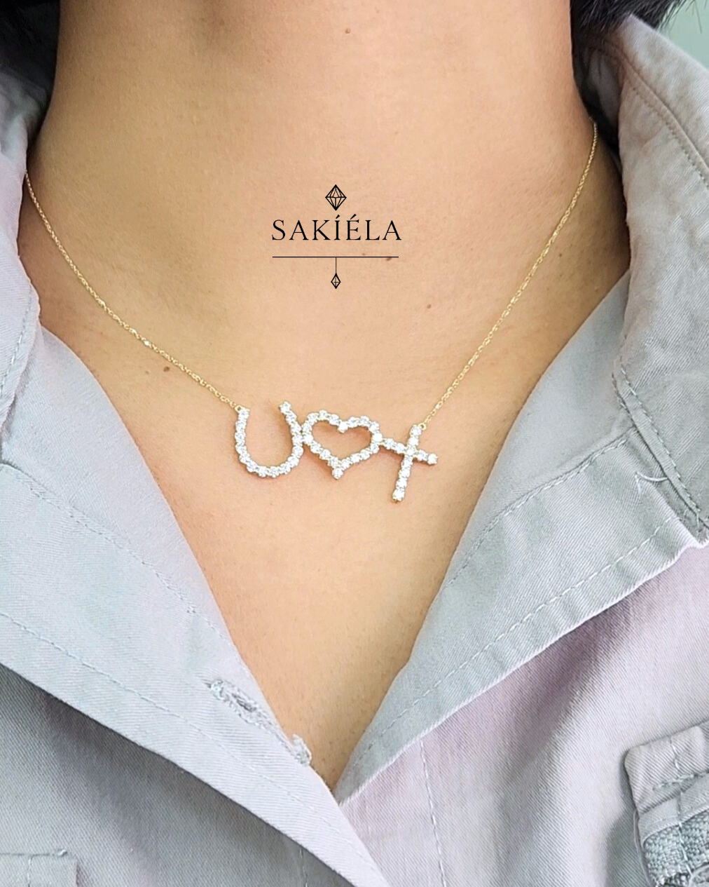 Tri-Symbol Pendant Necklace (Yellow Gold)