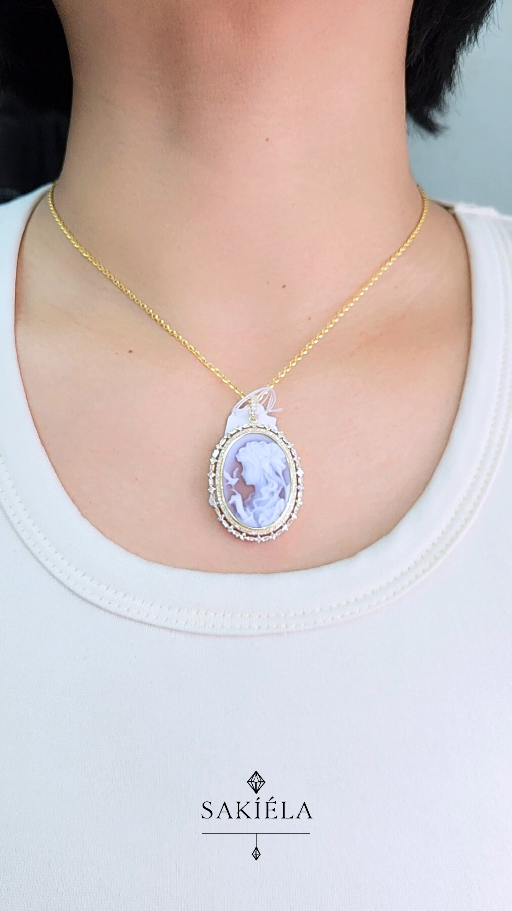 Diamond Cameo Pendant