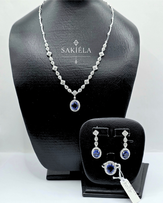 Diamond & Blue Gemstone Set 2