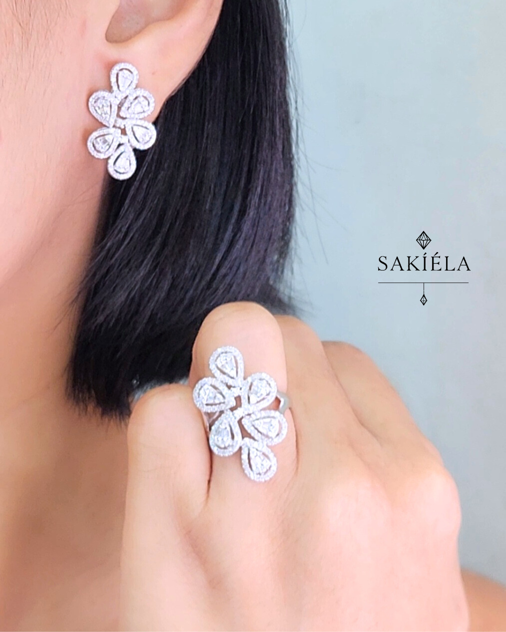 Diamond Ring & Earrings Set 45