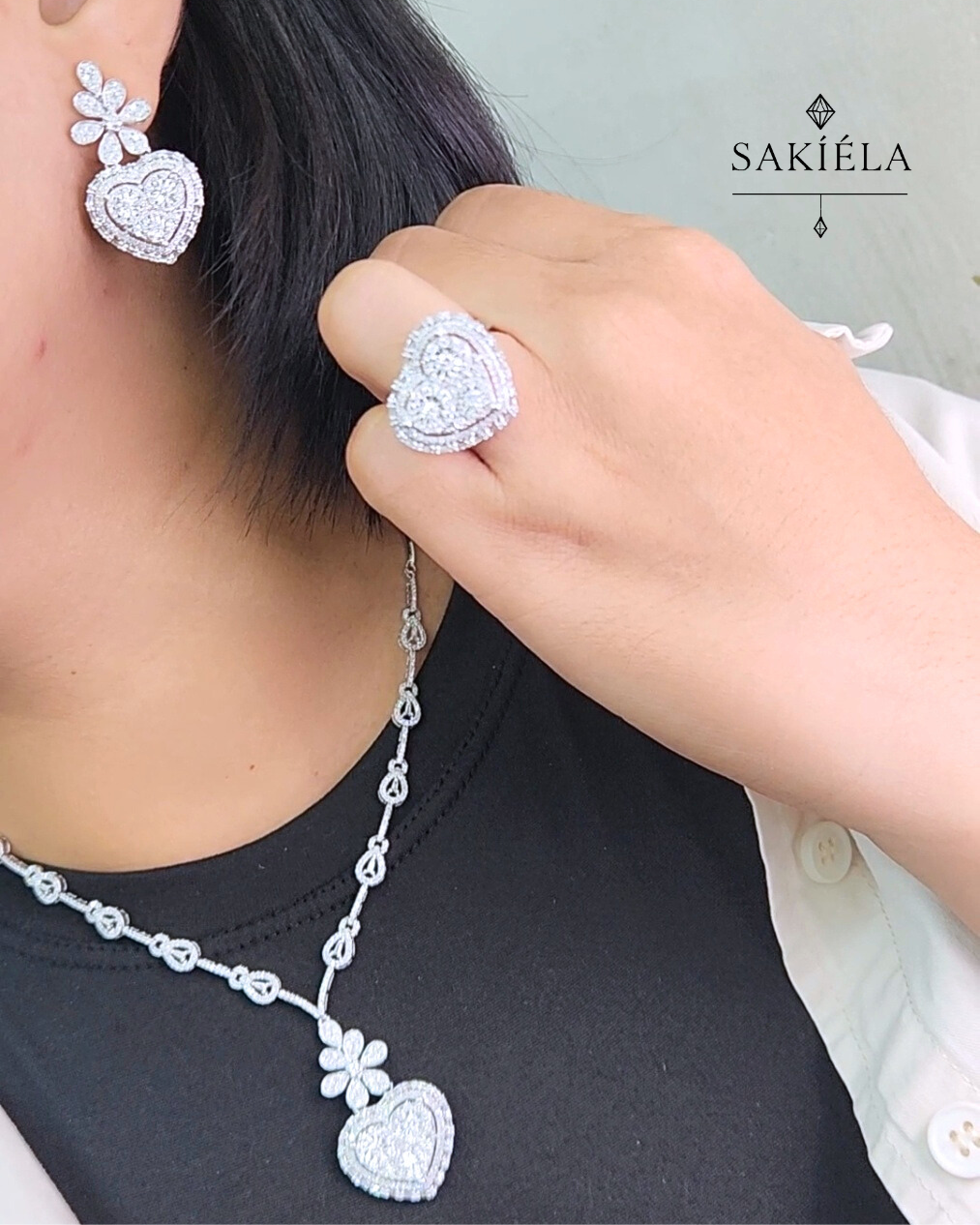 Diamond Flower Heart Set - 4.51cts