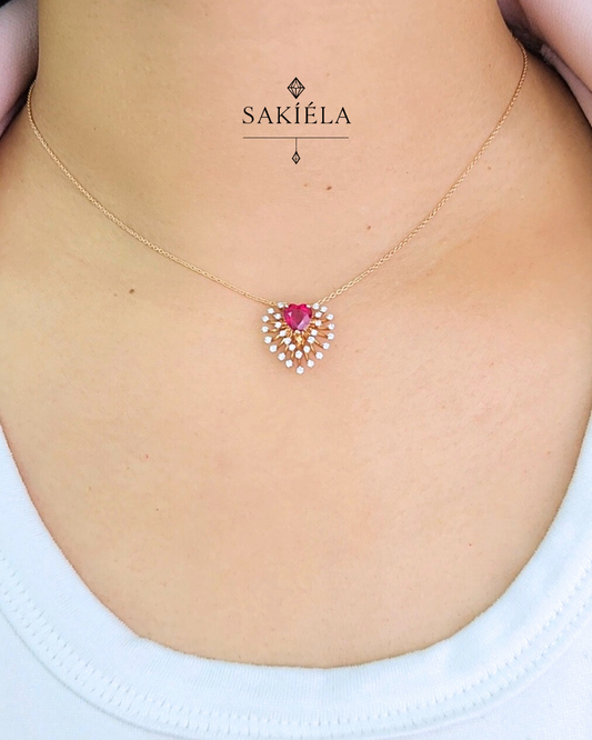 Fiery Heart Pendant Necklace