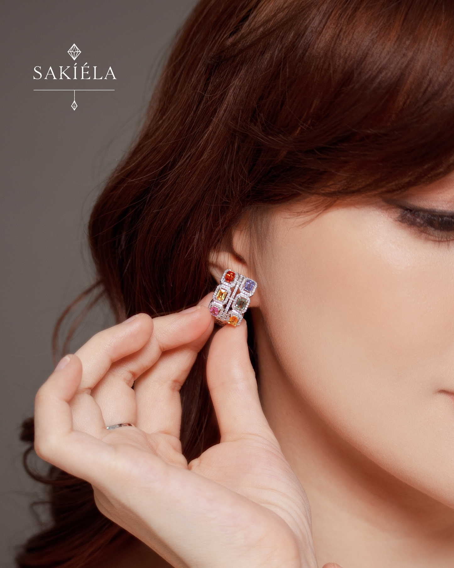 Rainbow Diamond Ring & Earrings Set