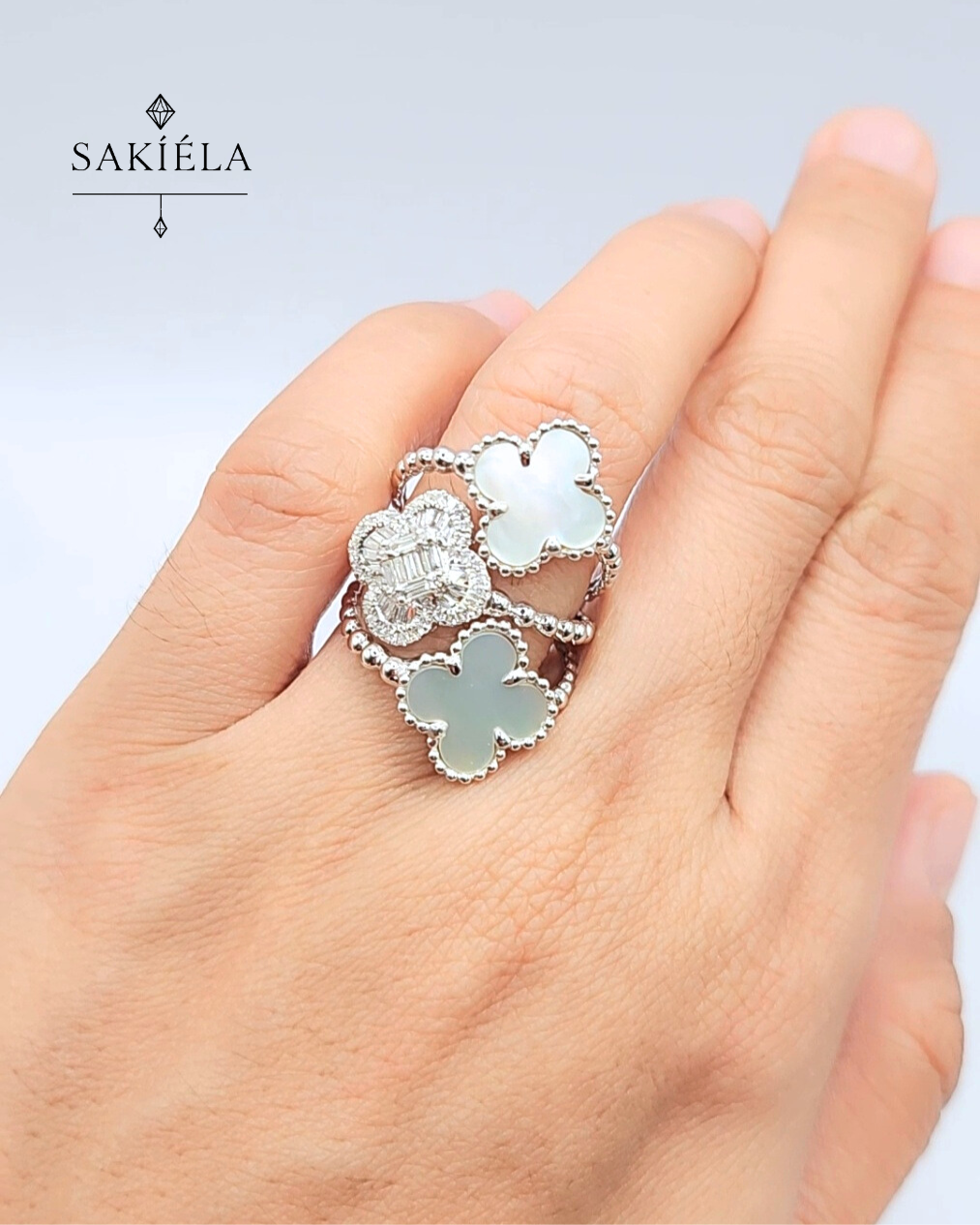 Clover Motif Ring - 0.14cts