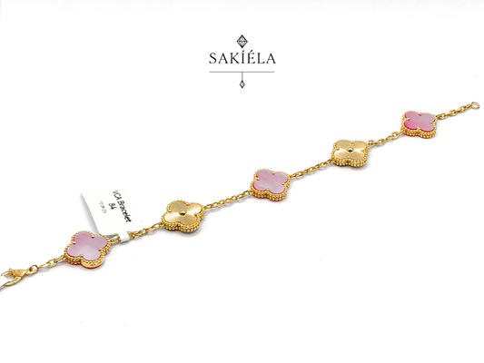 Van Cleef & Arpels' Alhambra 5 Motif Bracelet (Pink Mother-of-Pearl)