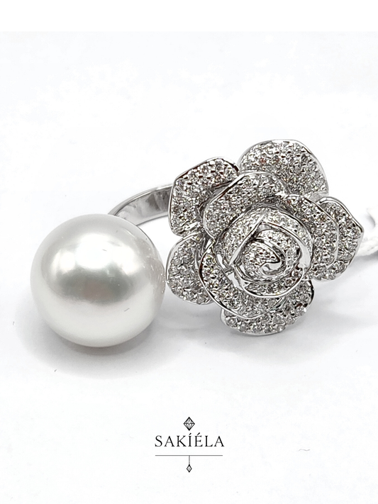 Rose & Pearl Ring - 1.32cts