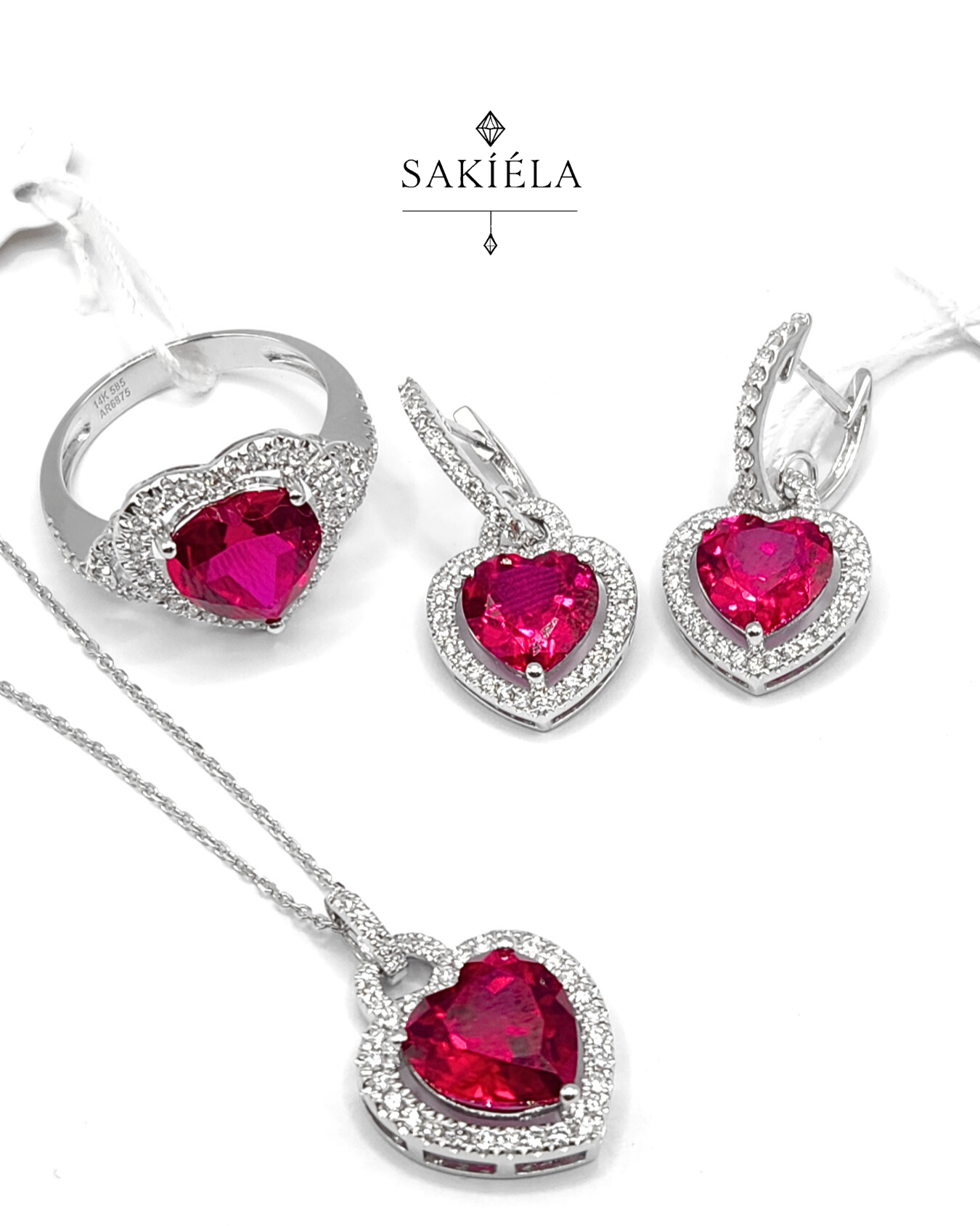 Diamond & Pink Gemstone Set 2