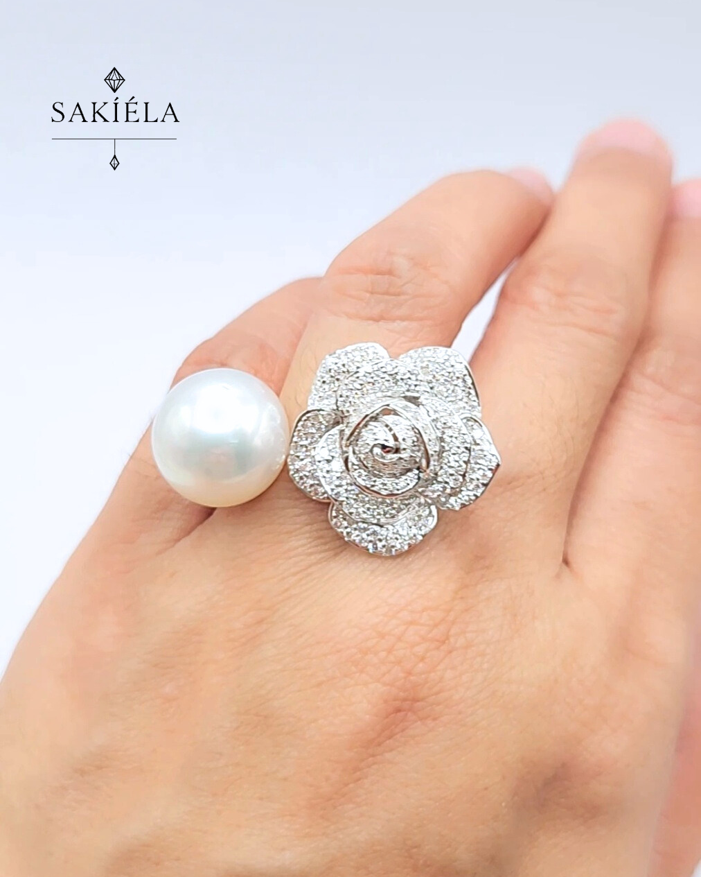 Rose & Pearl Ring - 1.32cts