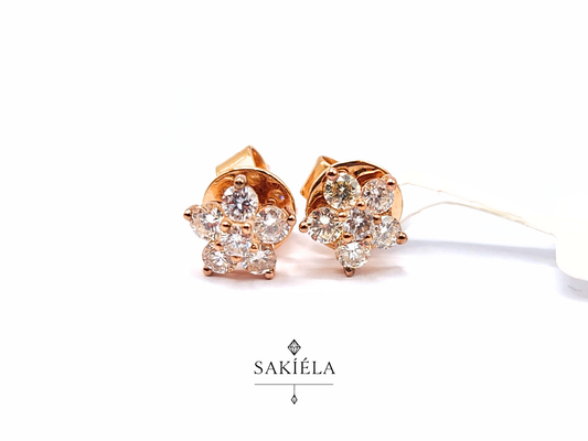 Flower Stud Earrings - 0.70cts