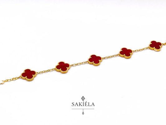 Van Cleef & Arpels' Alhambra 5 Motif Bracelet (Carnelian)