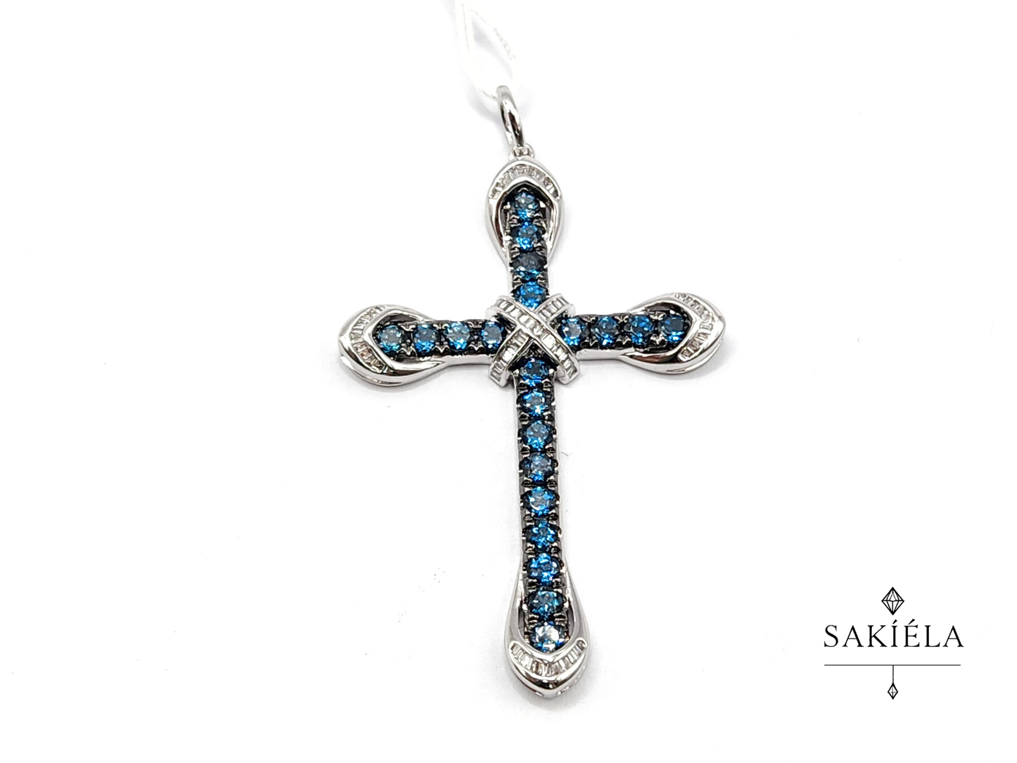 Sapphire Diamond Cross Pendant